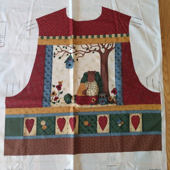 Vintage Country Bears Vest Sewing Pattern: Kitschy Cottagecore Fabric Panel - Picture 2 of 9